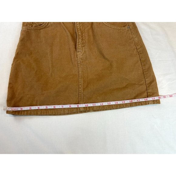 Topshop Moto Women Corduroy Mini Skirt Flat Front Pockets Mustard Brown Size 6 - Picture 8 of 8